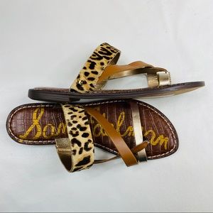 sam edelman gael leather & leopard print calf hair sandals